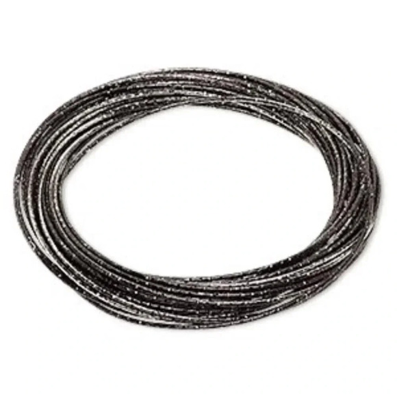 Multi Strand Metallic Ombre Black Silver Textured Interlocking Bangle Bracelet - Picture 1 of 1